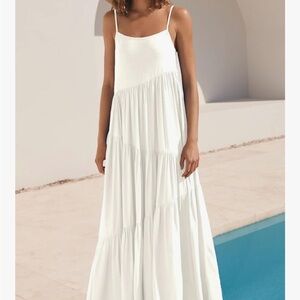 Cream Sleeveless Tiered Maxi Sundress